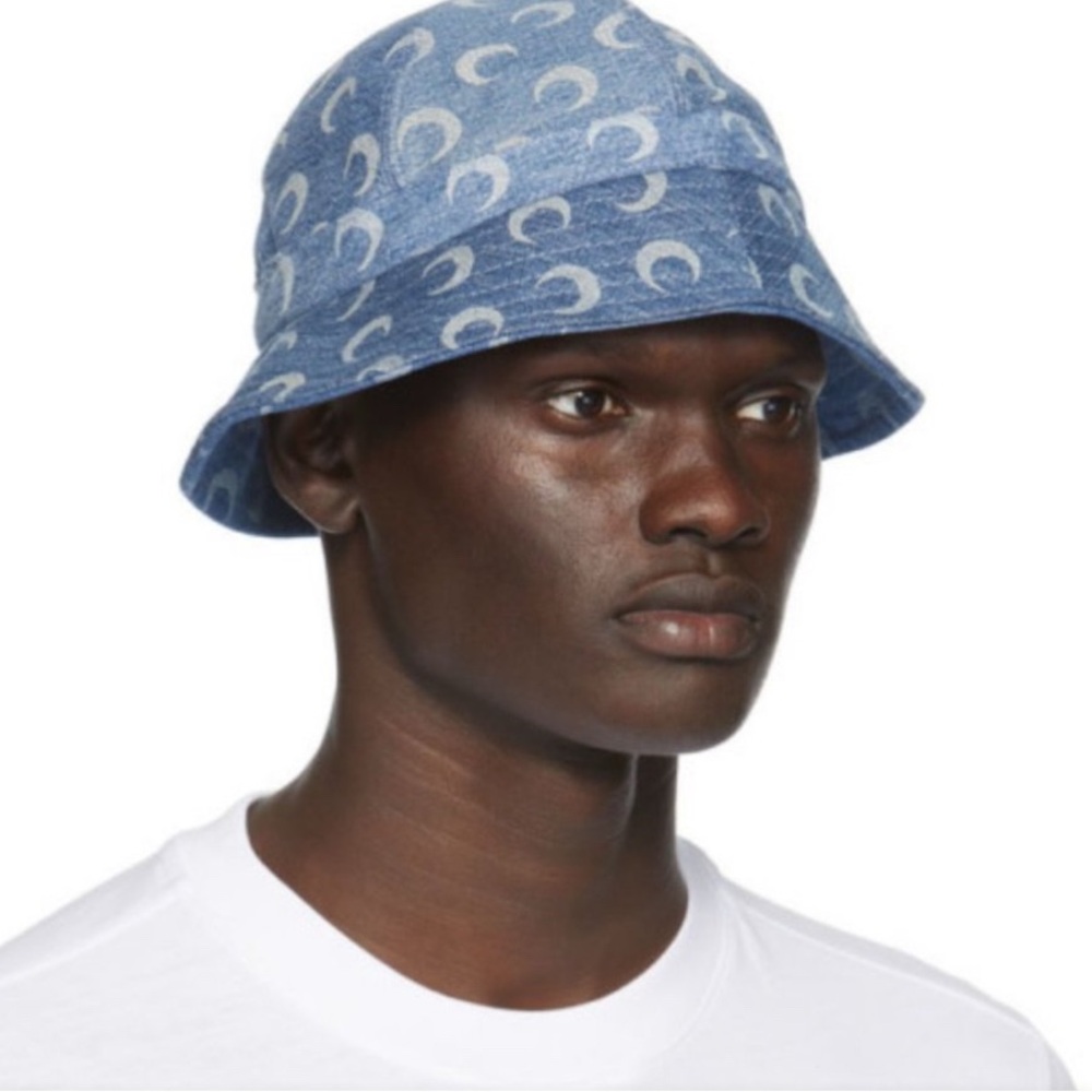 Marine Serre Blue Denim Bucket Hat - Picture 3 of 5